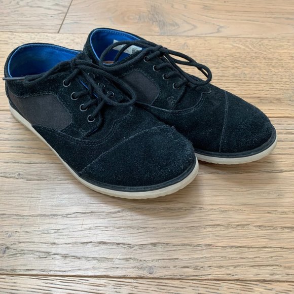 Toms Other - Toms Youth Size 3 Black Suede Oxford Laceups